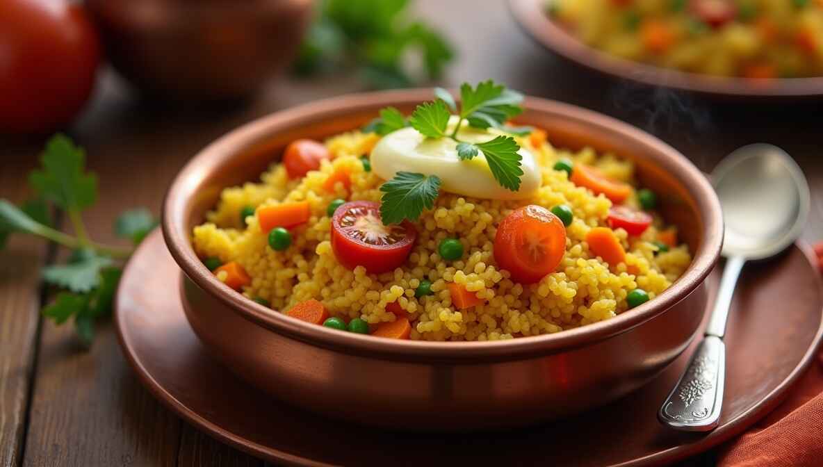 Fluffy and flavorful Vegetable Upma breakfast