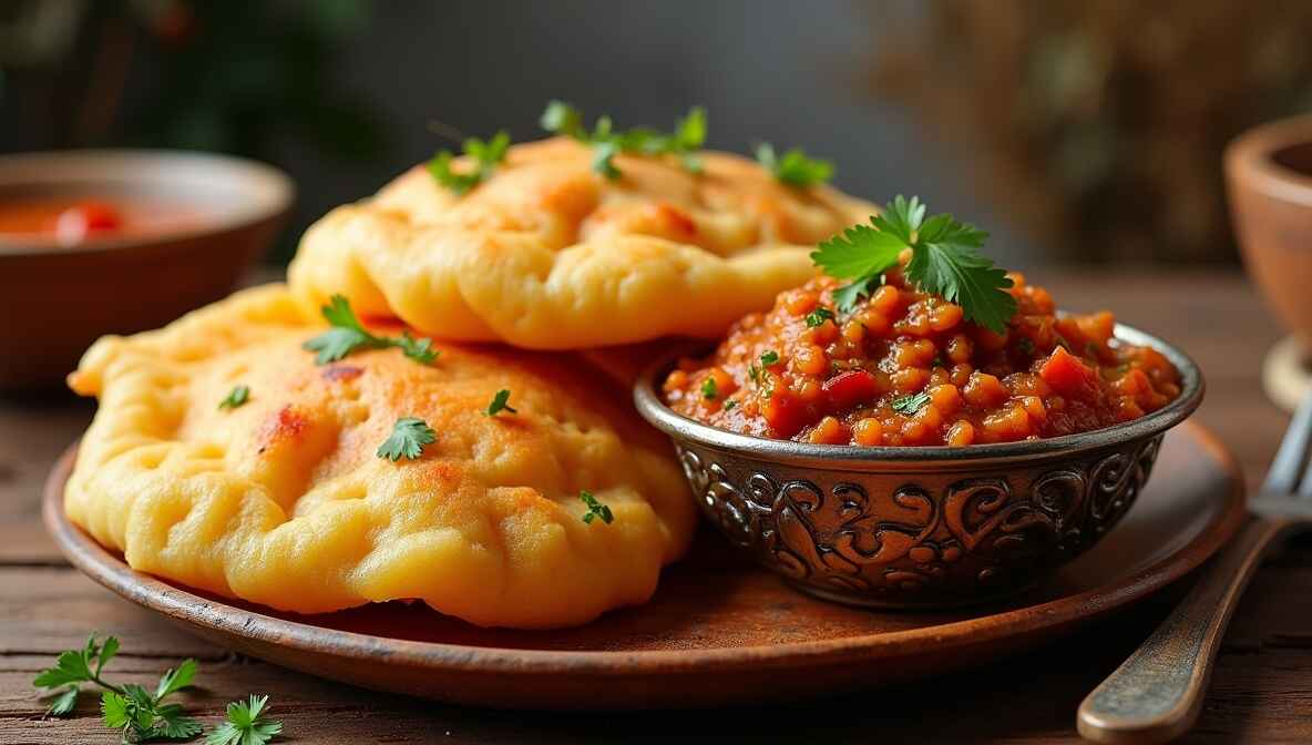 Golden fluffy bhature with spicy chole - Food Satisfy's signature recipe